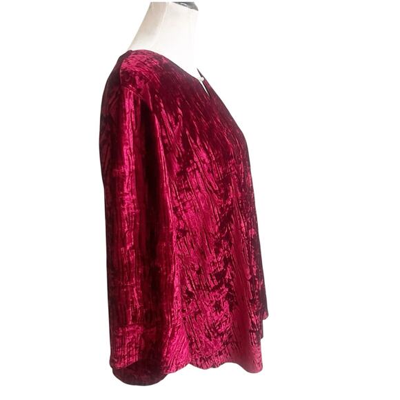 Alfred Dunner Crushed Velvet Long Sleeve Tunic Beaded Neckline Size XL Holiday - Picture 3 of 10